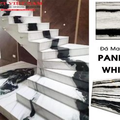 Đá Marble tự nhiên Panda White - Trắng panda lát cầu thang