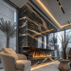 Đá granite Titanium Gold màu vàng đen ốp vách tivi tại CPT Việt Nam