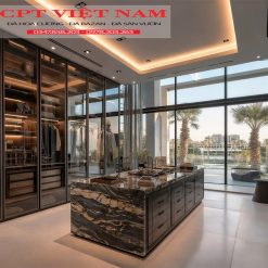 Đá Titanium Gold màu vàng đen ốp mặt bàn CPT Việt Nam